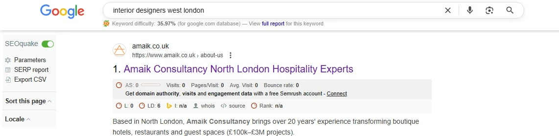 Amaik: Keyword search-result snapshot, UK portfolio / slide 89