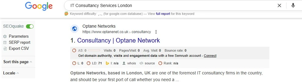 Optane Networks: Keyword search-result snapshot, UK portfolio / slide 83