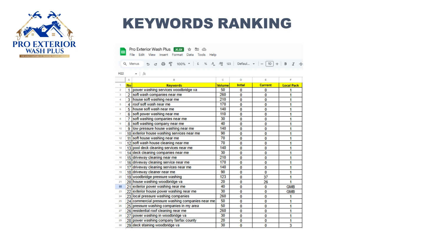 Pro Exterior Wash Plus: Keyword ranking report, International portfolio / page 28